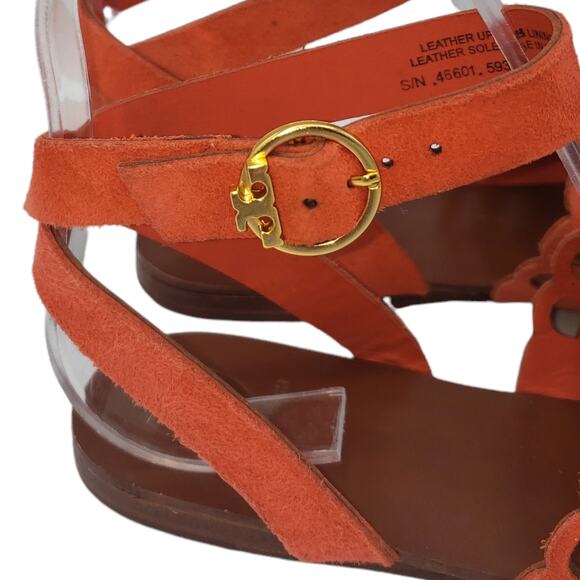 Tory Burch Orange May Perforated Ankle Strap Sandal - Picture 7 of 12